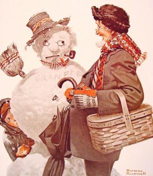 Norman Rockwell : Grandfather and Snowman